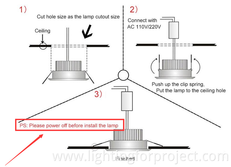 New commercial Diming LED Downlight 7W led light recessed hotel downlight for office